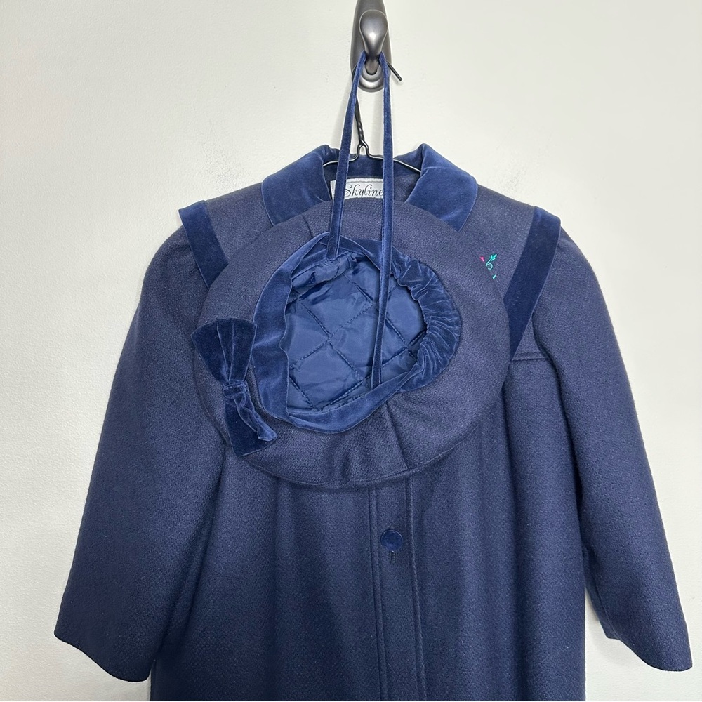 Vintage Skyline Wool & Velvet Coat and Hat Girls - Picture 7 of 10